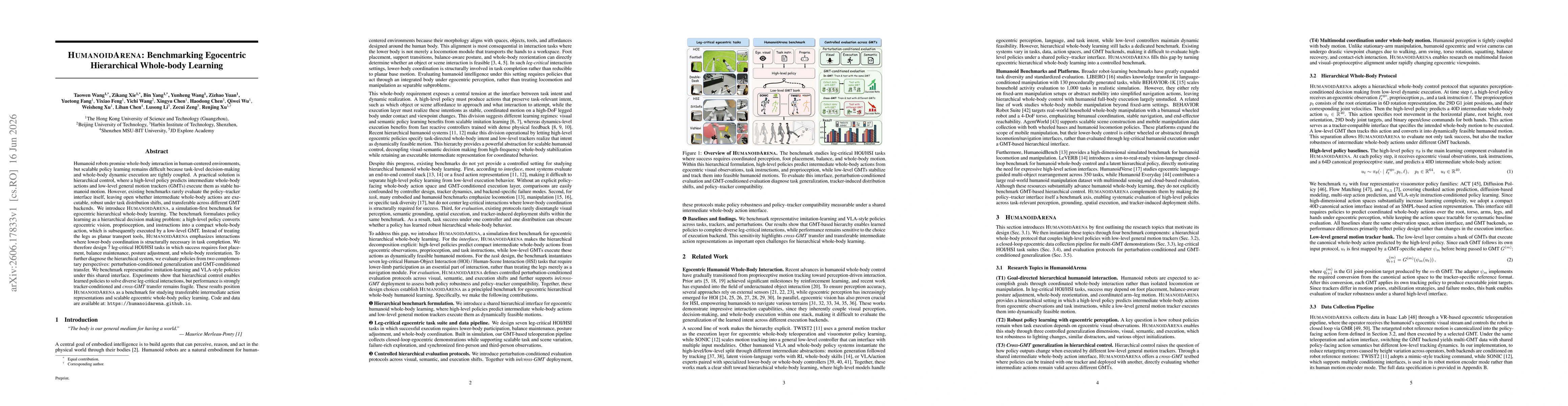 Thumbnail for HumanoidArena: Benchmarking Egocentric Hierarchical Whole-body Learning
