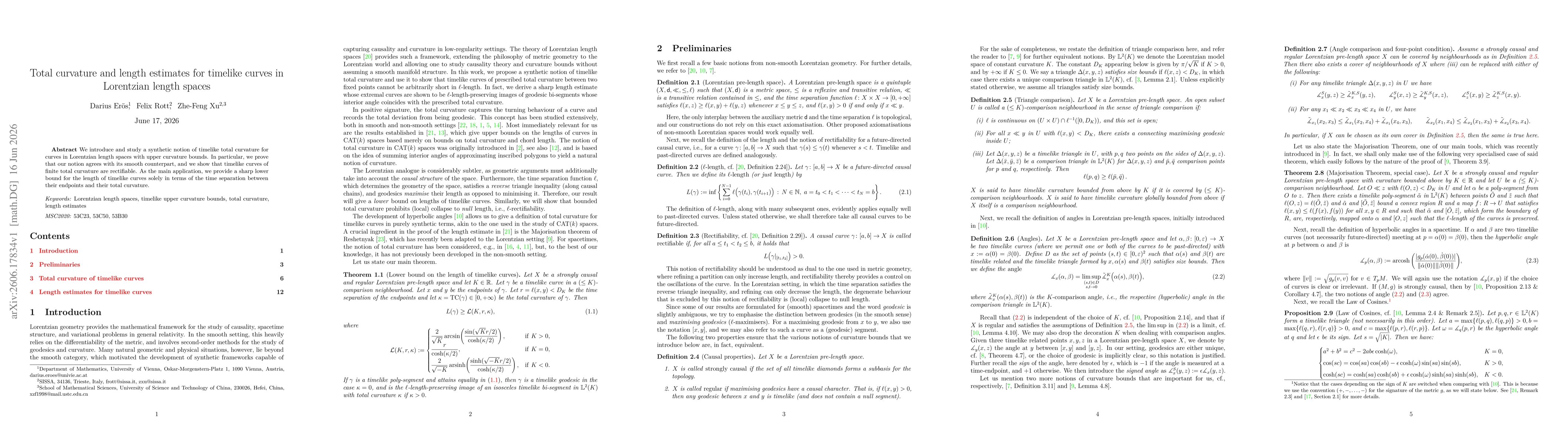 Thumbnail for Total curvature and length estimates for timelike curves in Lorentzian length spaces
