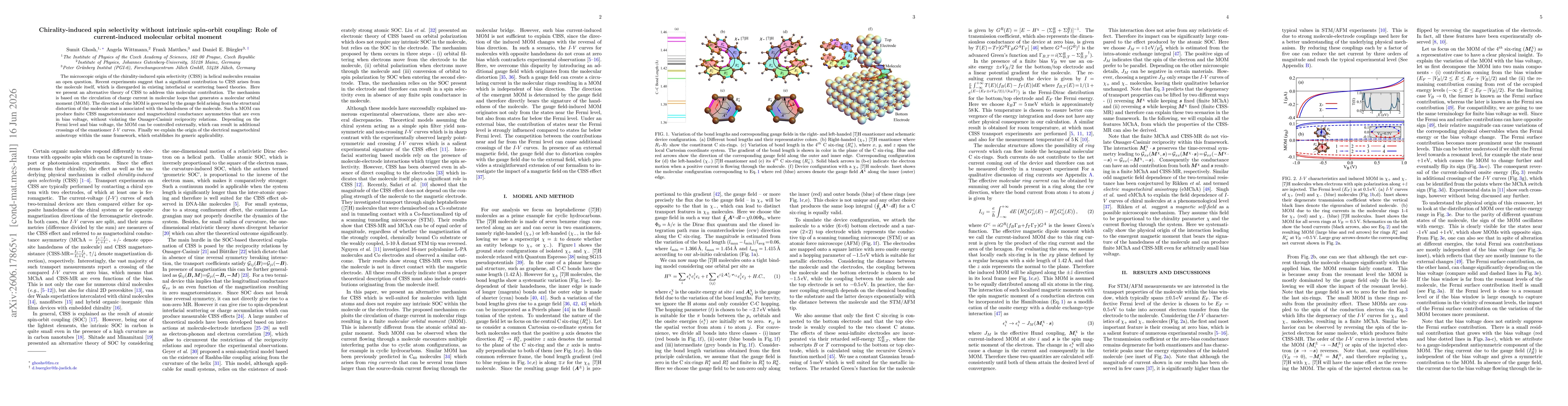 Thumbnail for Chirality-induced spin selectivity without intrinsic spin-orbit coupling: Role of current-induced molecular orbital moment