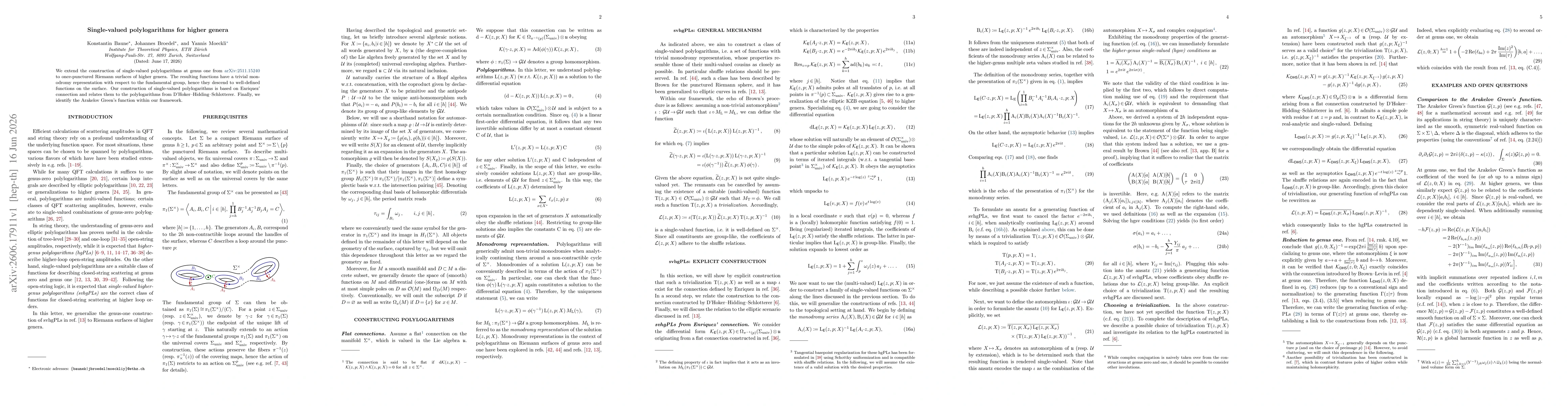 Thumbnail for Single-valued polylogarithms for higher genera