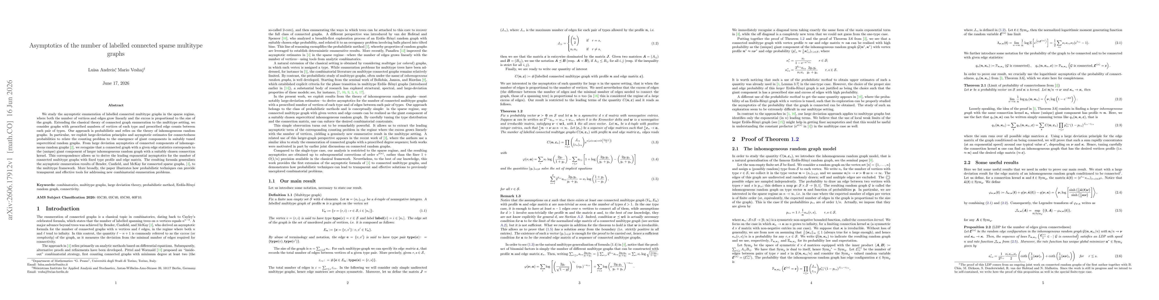 Thumbnail for Asymptotics of the number of labelled connected sparse multitype graphs
