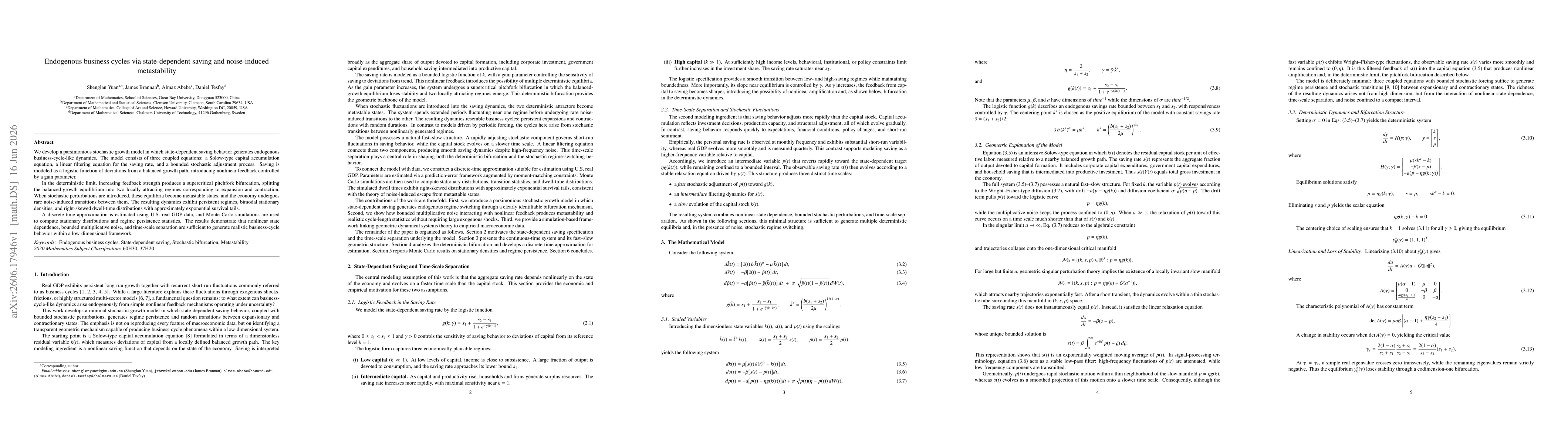 Thumbnail for Endogenous business cycles via state-dependent saving and noise-induced metastability