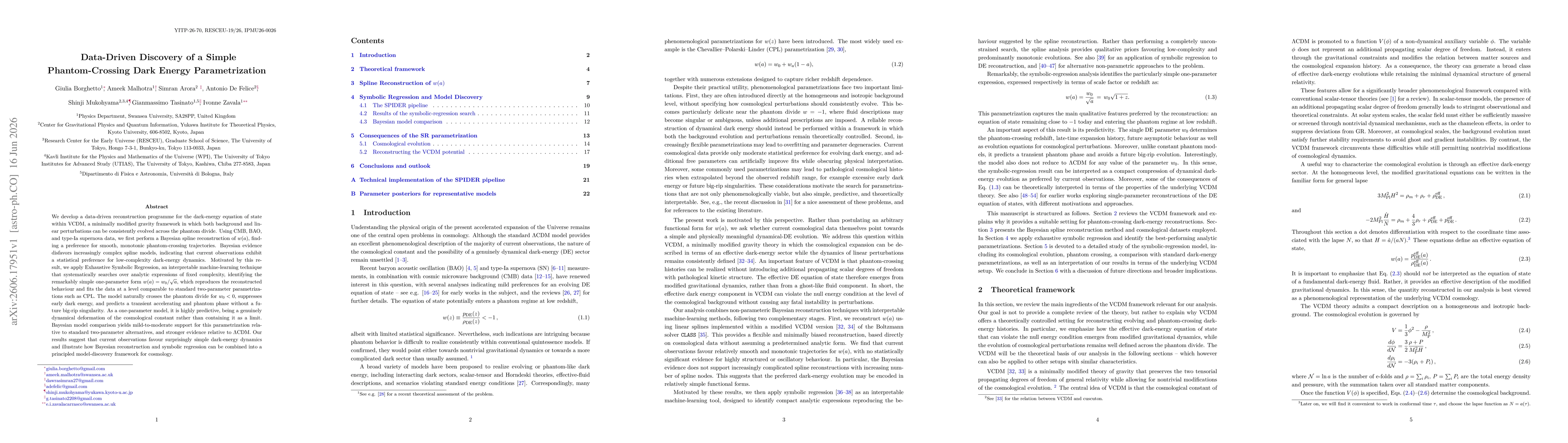 Thumbnail for Data-Driven Discovery of a Simple Phantom-Crossing Dark Energy Parametrization