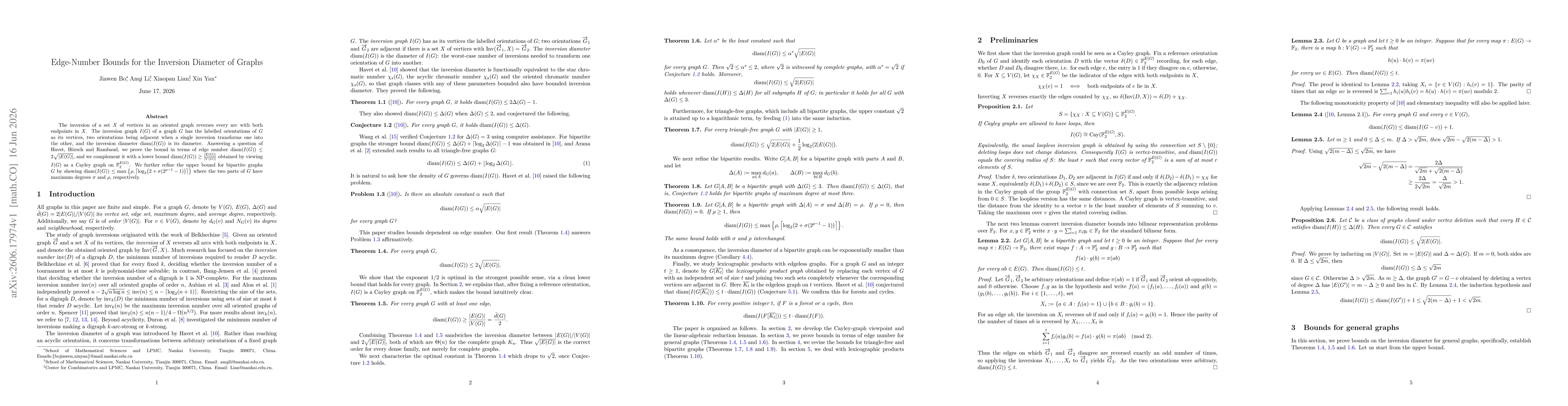 Thumbnail for Edge-Number Bounds for the Inversion Diameter of Graphs