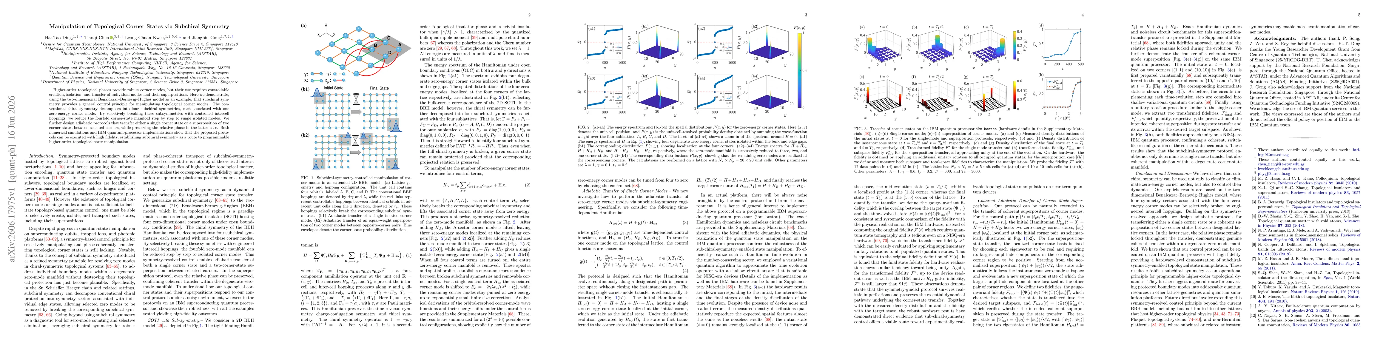Thumbnail for Manipulation of Topological Corner States via Subchiral Symmetry