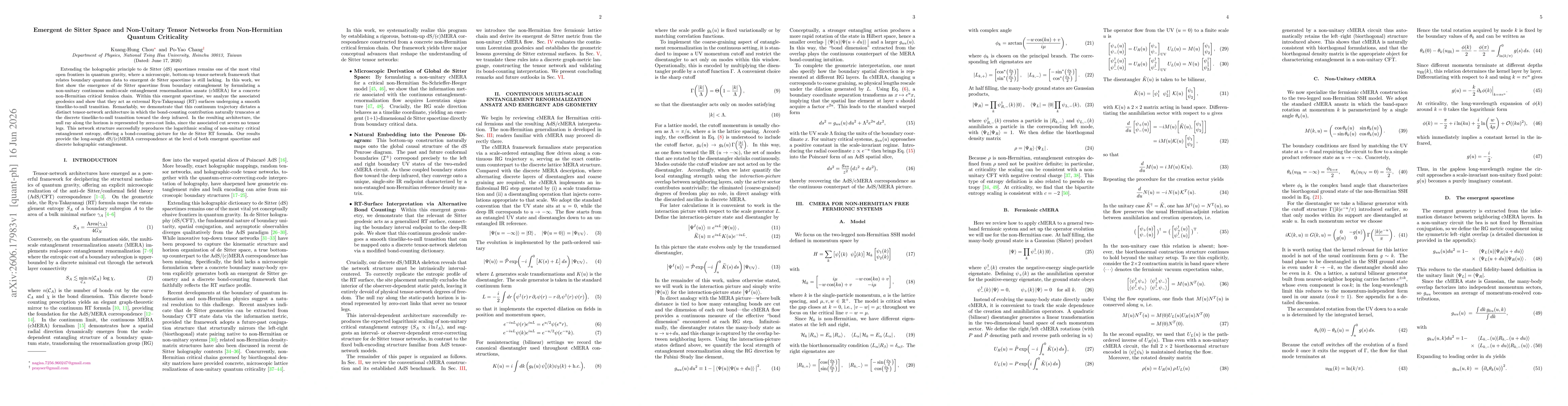 Thumbnail for Emergent de Sitter Space and Non-Unitary Tensor Networks from Non-Hermitian Quantum Criticality