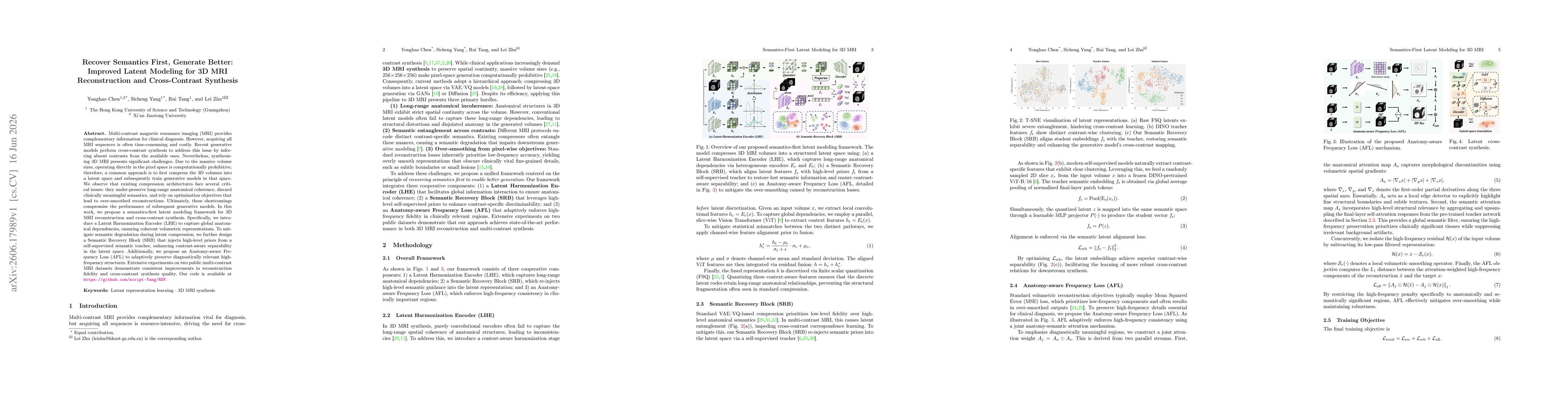 Thumbnail for Recover Semantics First, Generate Better: Improved Latent Modeling for 3D MRI Reconstruction and Cross-Contrast Synthesis