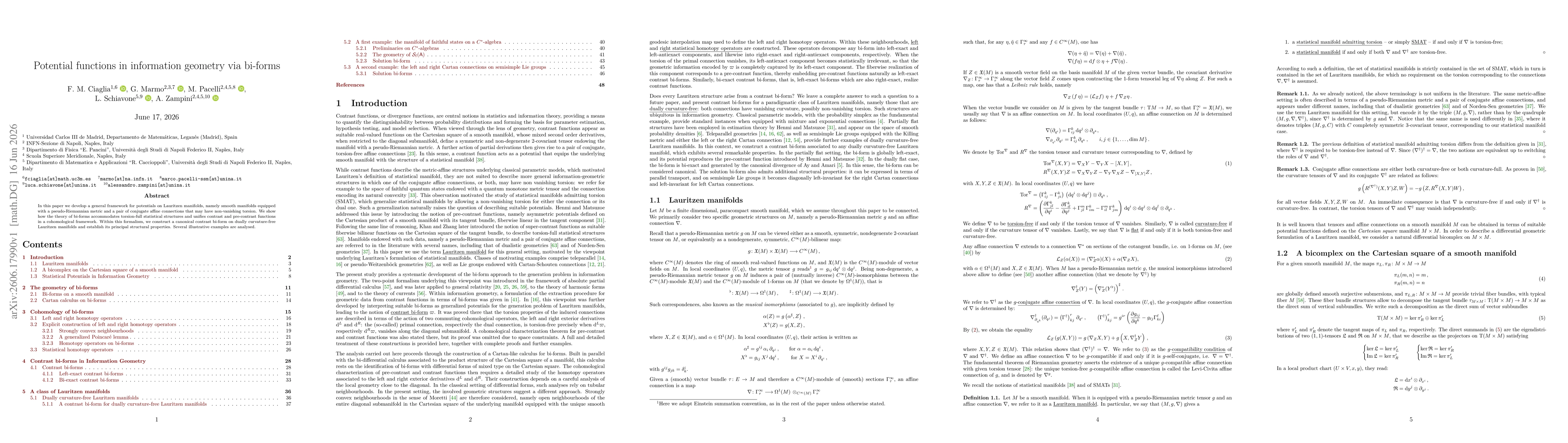 Thumbnail for Potential functions in information geometry via bi-forms
