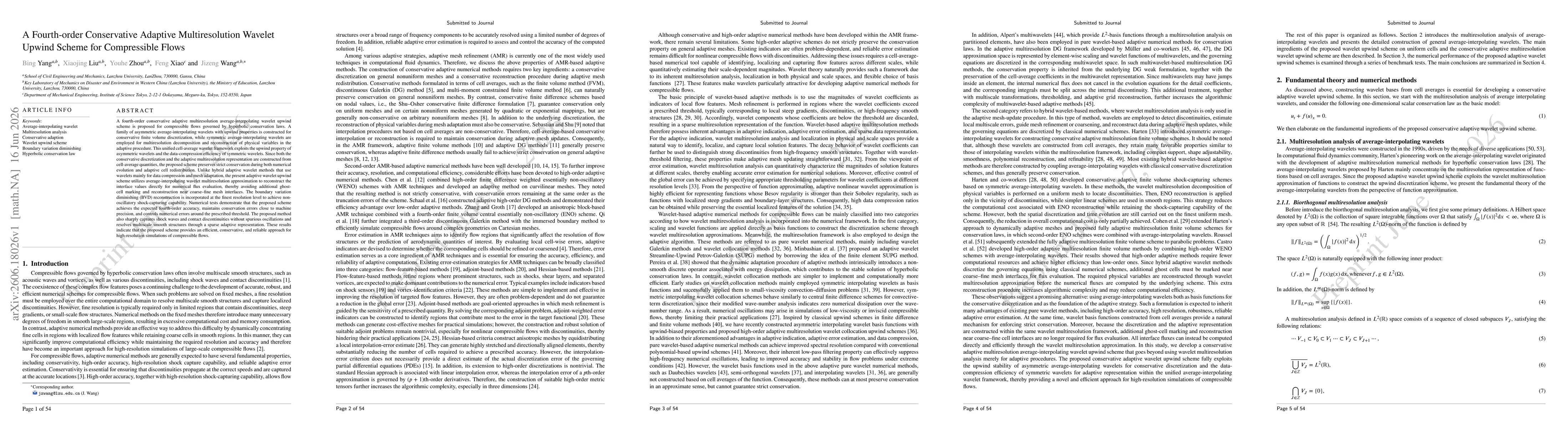 Thumbnail for A Fourth-order Conservative Adaptive Multiresolution Wavelet Upwind Scheme for Compressible Flows
