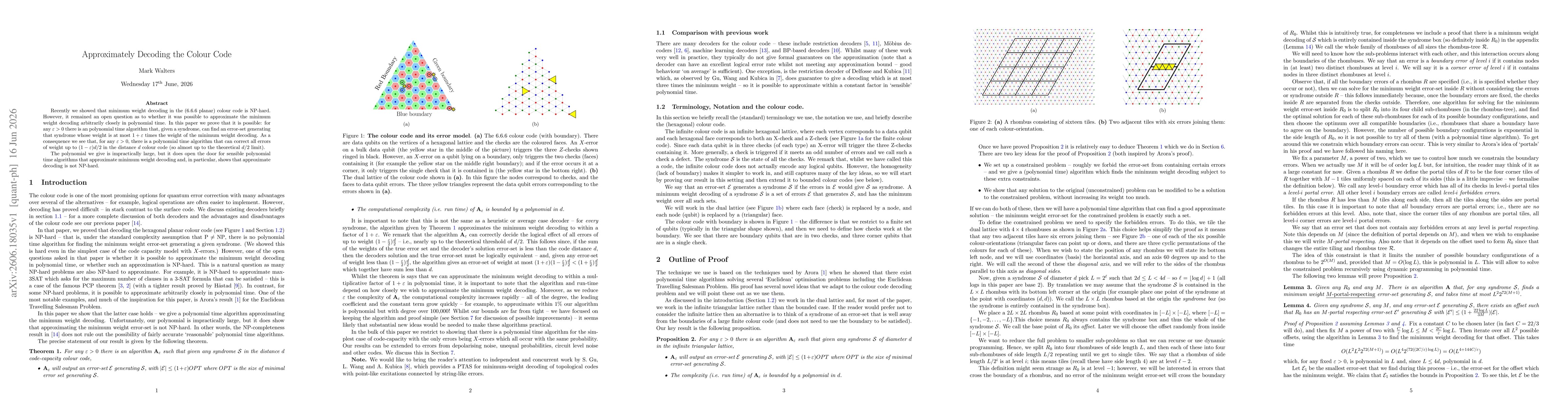 Thumbnail for Approximately Decoding the Colour Code