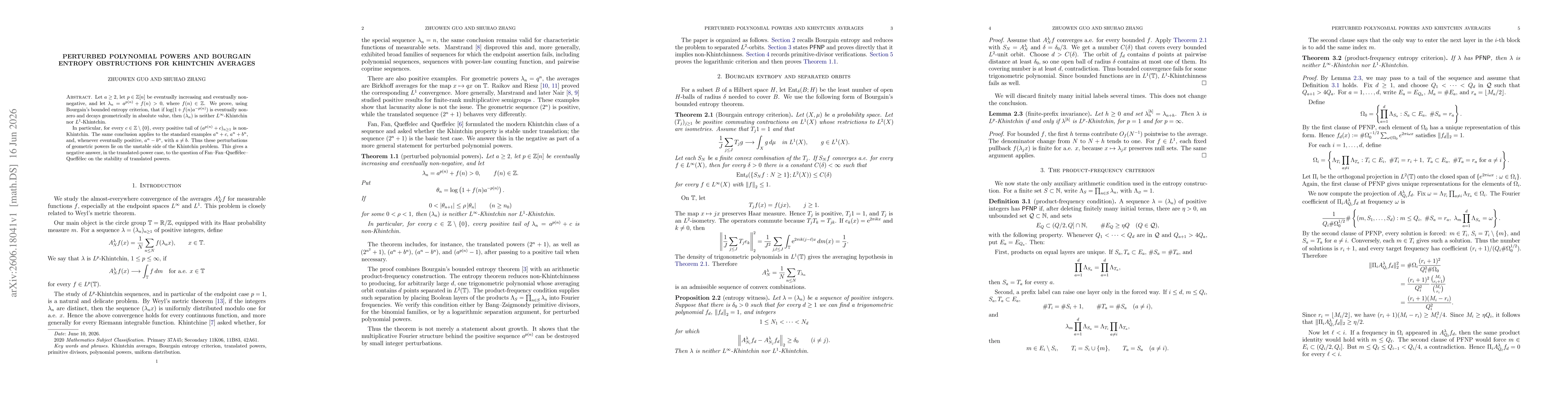 Thumbnail for Perturbed Polynomial Powers and Bourgain Entropy Obstructions for Khintchin Averages