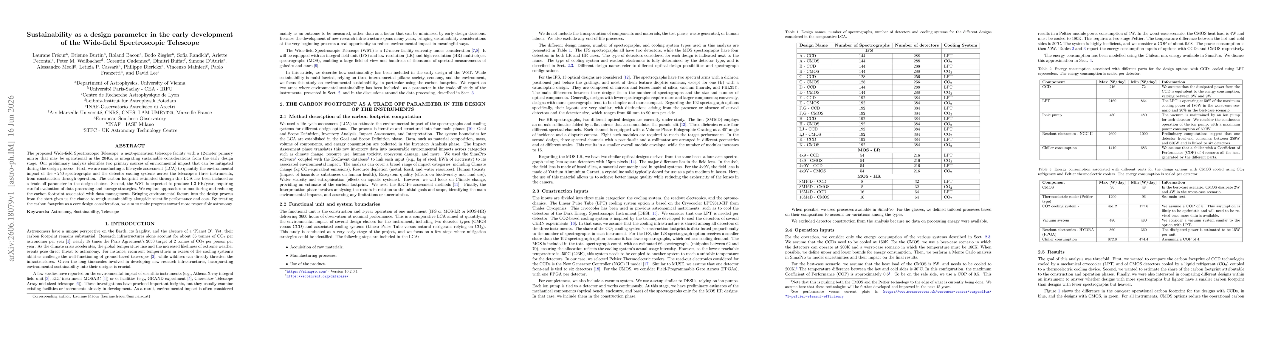 Thumbnail for Sustainability as a design parameter in the early development of the Wide-field Spectroscopic Telescope