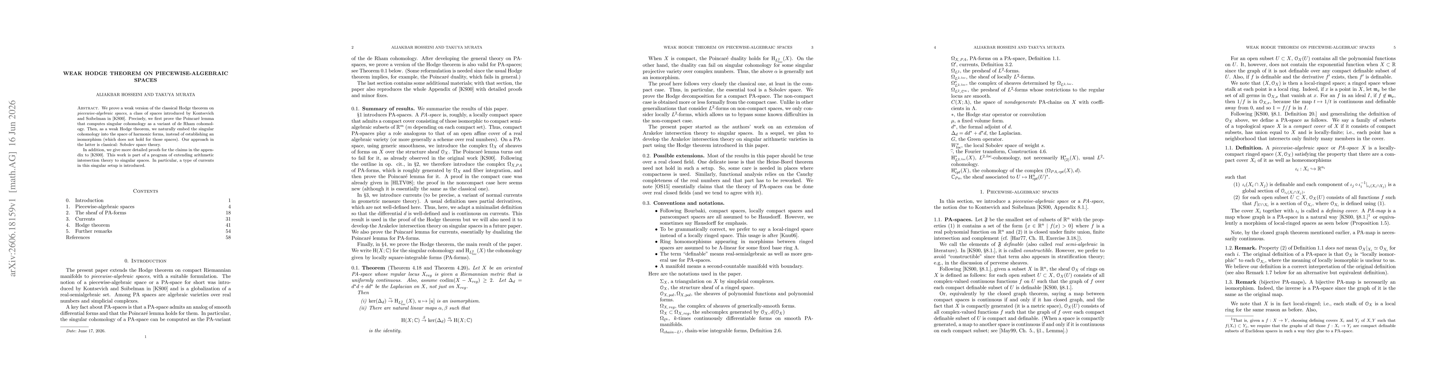 Thumbnail for Weak Hodge Theorem on Piecewise-Algebraic Spaces