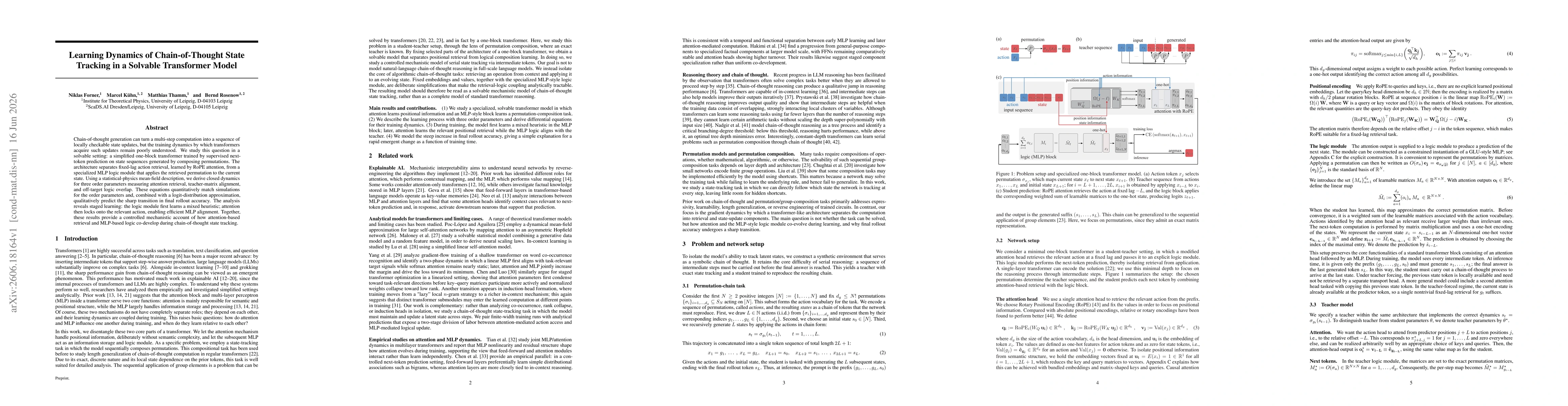 Thumbnail for Learning Dynamics of Chain-of-Thought State Tracking in a Solvable Transformer Model