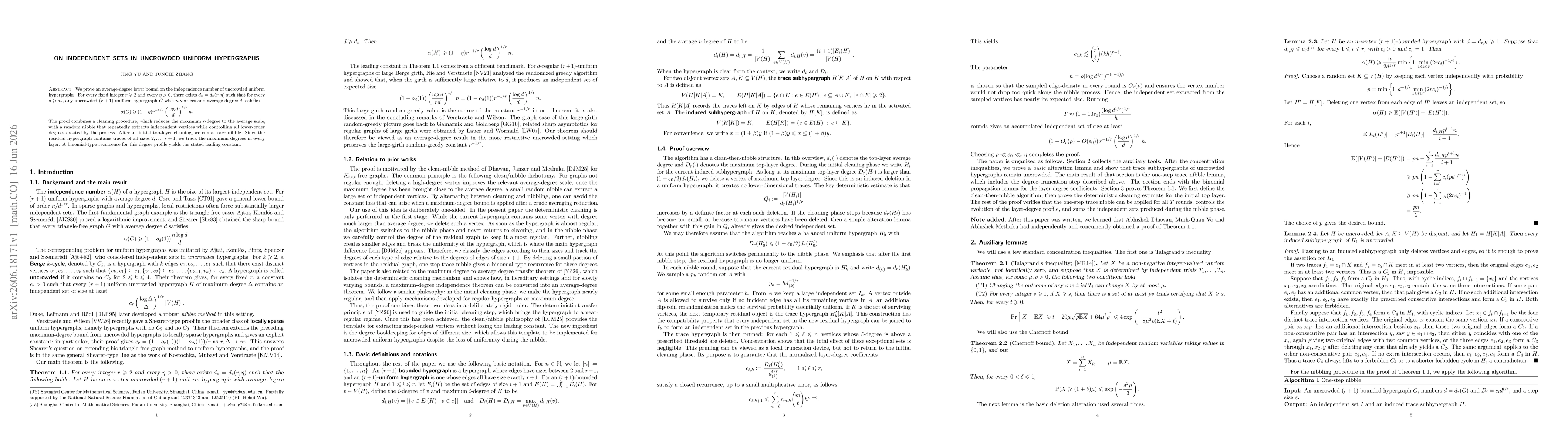 Thumbnail for On independent sets in uncrowded uniform hypergraphs