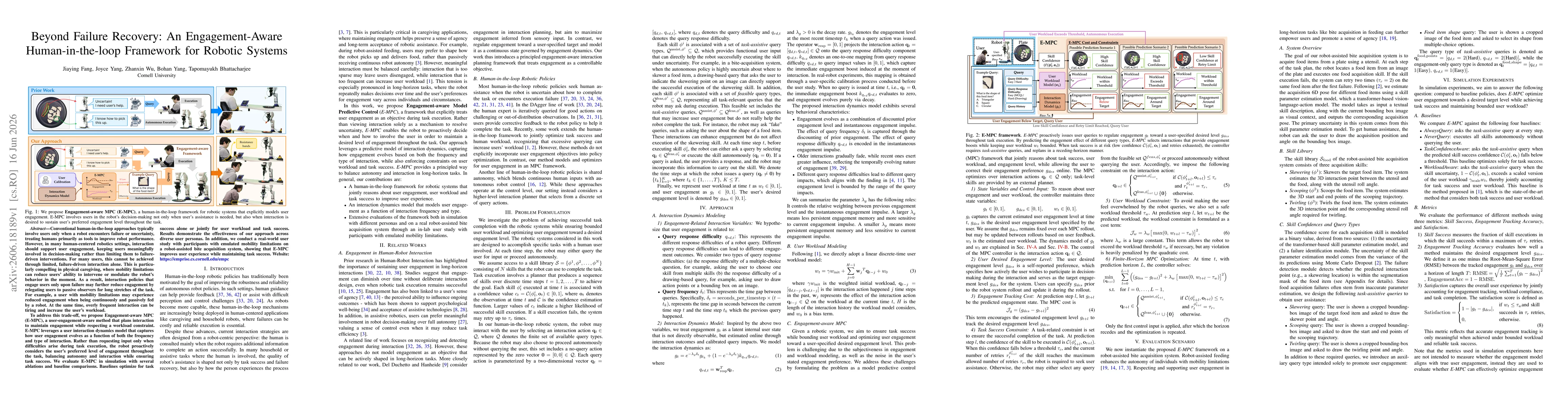 Thumbnail for Beyond Failure Recovery: An Engagement-Aware Human-in-the-loop Framework for Robotic Systems