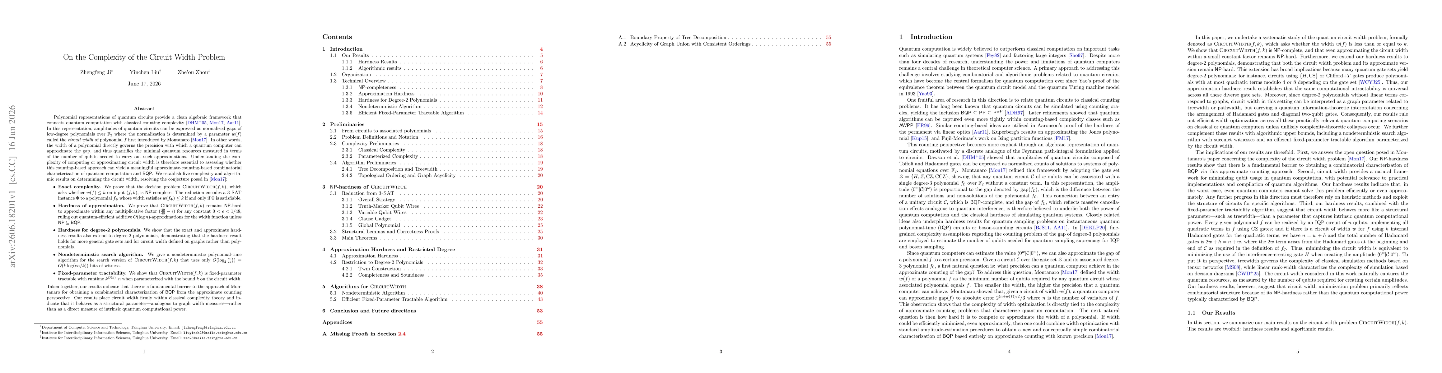 Thumbnail for On the Complexity of the Circuit Width Problem