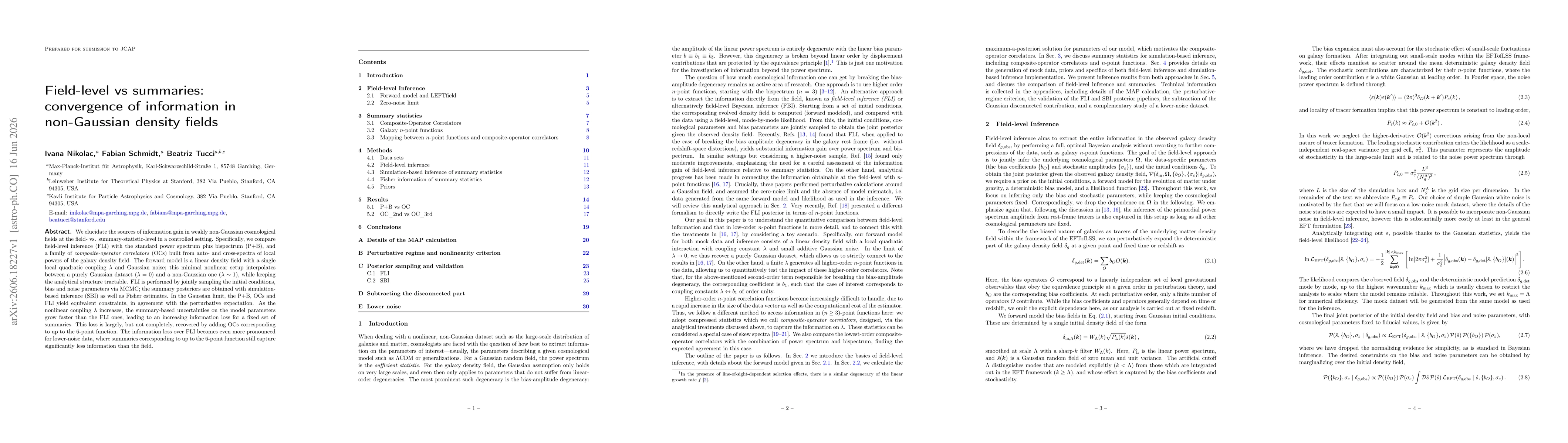 Thumbnail for Field-level vs summaries: convergence of information in non-Gaussian density fields