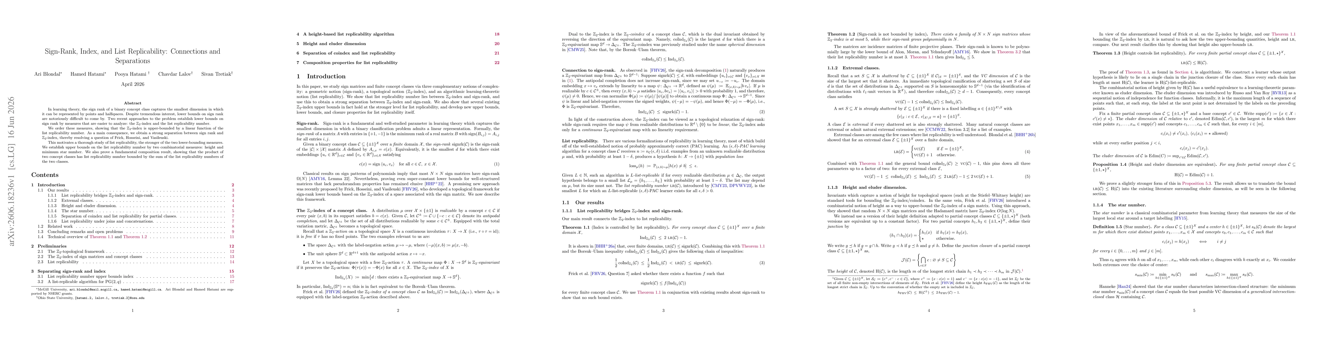 Thumbnail for Sign-Rank, Index, and List Replicability: Connections and Separations