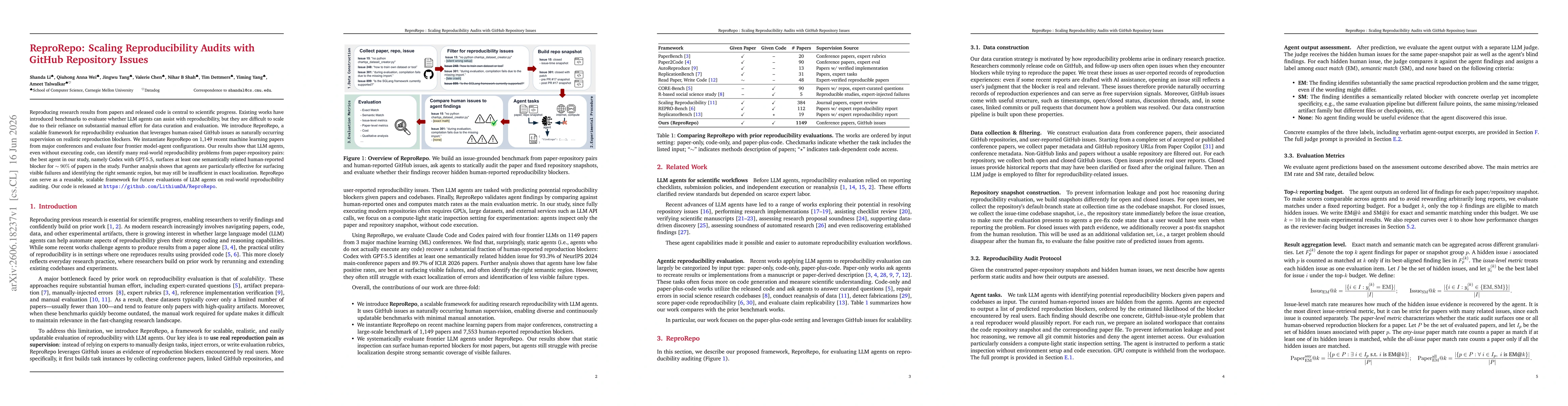 Thumbnail for ReproRepo: Scaling Reproducibility Audits with GitHub Repository Issues
