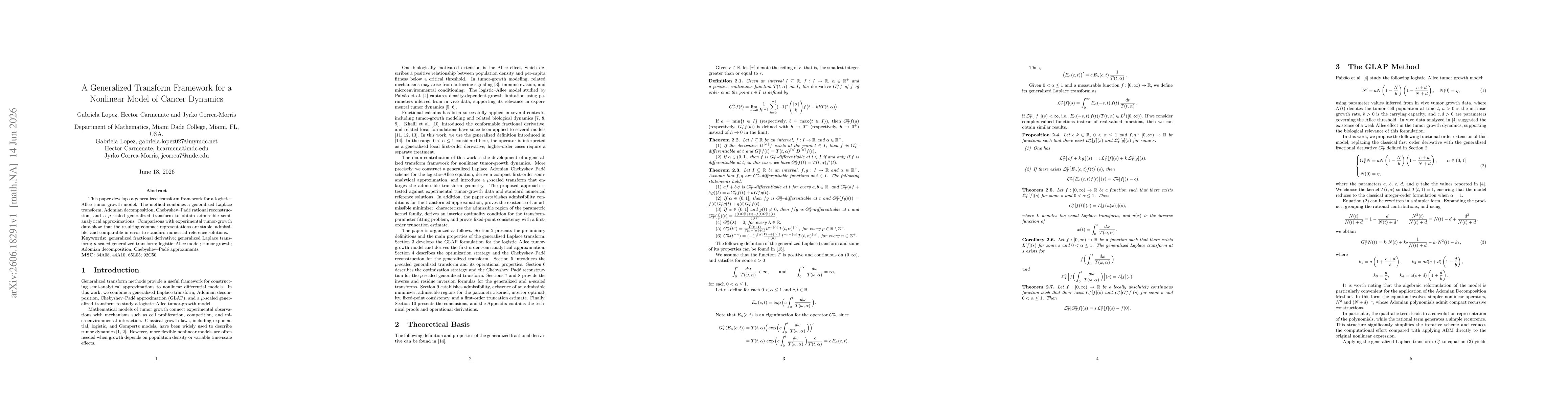 Thumbnail for A Generalized Transform Framework for a Nonlinear Model of Cancer Dynamics