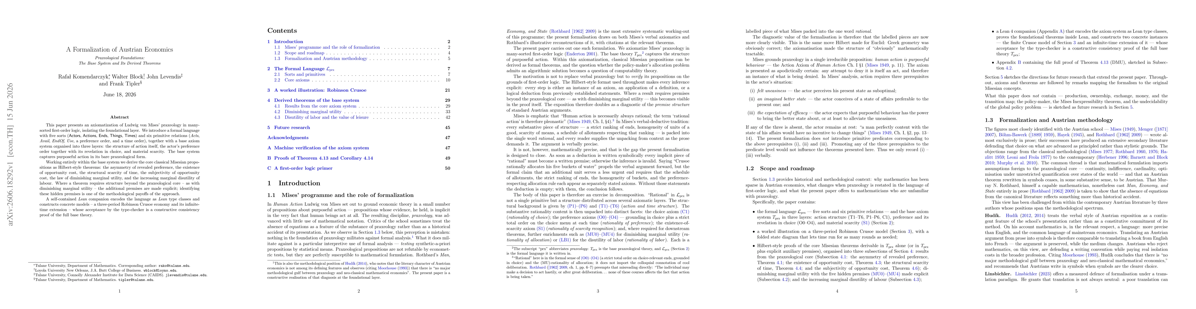 Thumbnail for A Formalization of Austrian Economics. Praxeological Foundations: The Base System and Its Derived Theorems