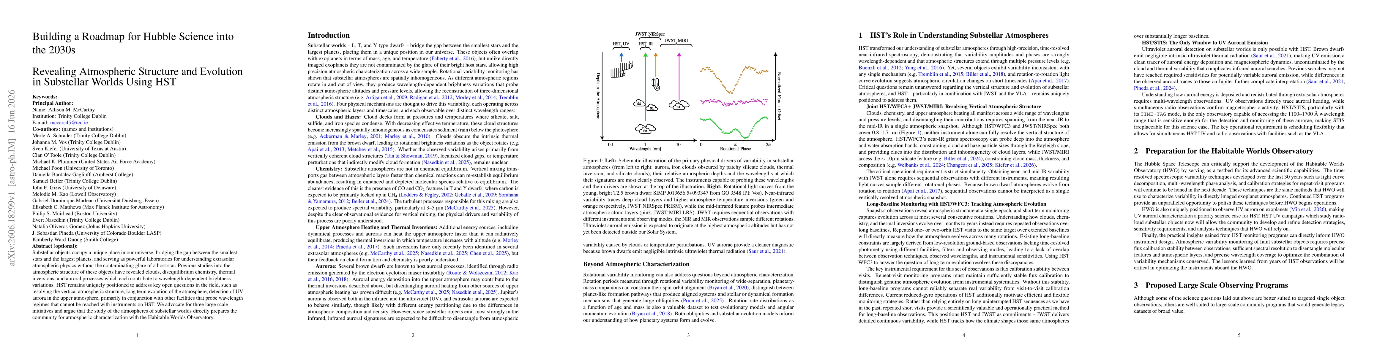 Thumbnail for Building a Roadmap for Hubble Science into the 2030s: Revealing Atmospheric Structure and Evolution in Substellar Worlds Using HST