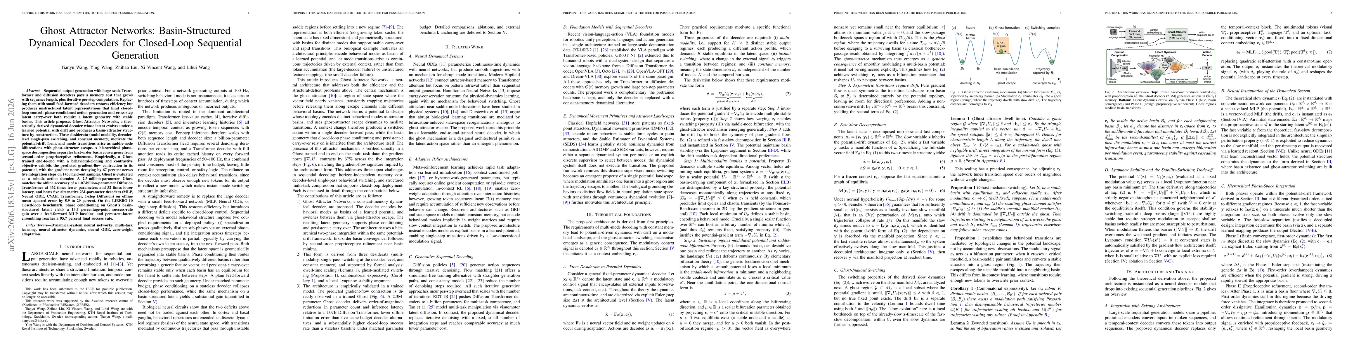 Thumbnail for Ghost Attractor Networks: Basin-Structured Dynamical Decoders for Closed-Loop Sequential Generation