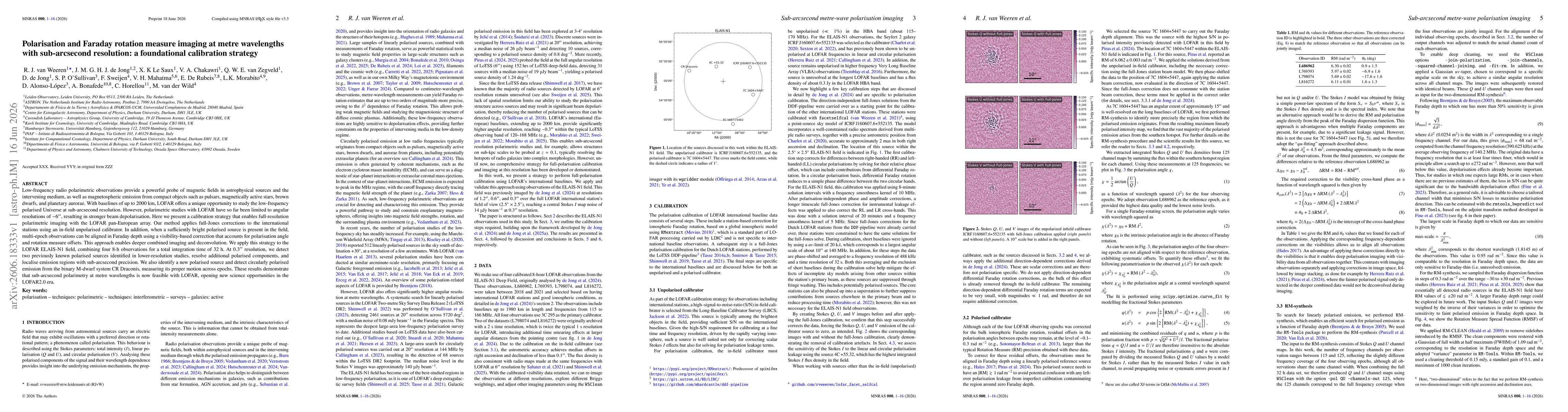 Thumbnail for Polarisation and Faraday rotation measure imaging at metre wavelengths with sub-arcsecond resolution: a foundational calibration strategy