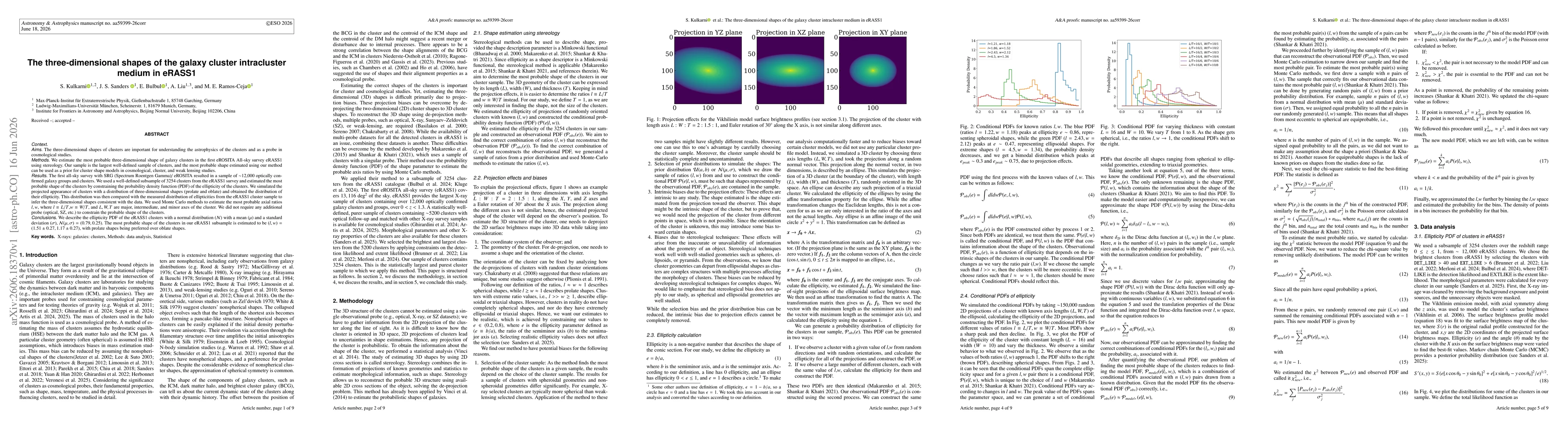 Thumbnail for The three-dimensional shapes of the galaxy cluster intracluster medium in eRASS1