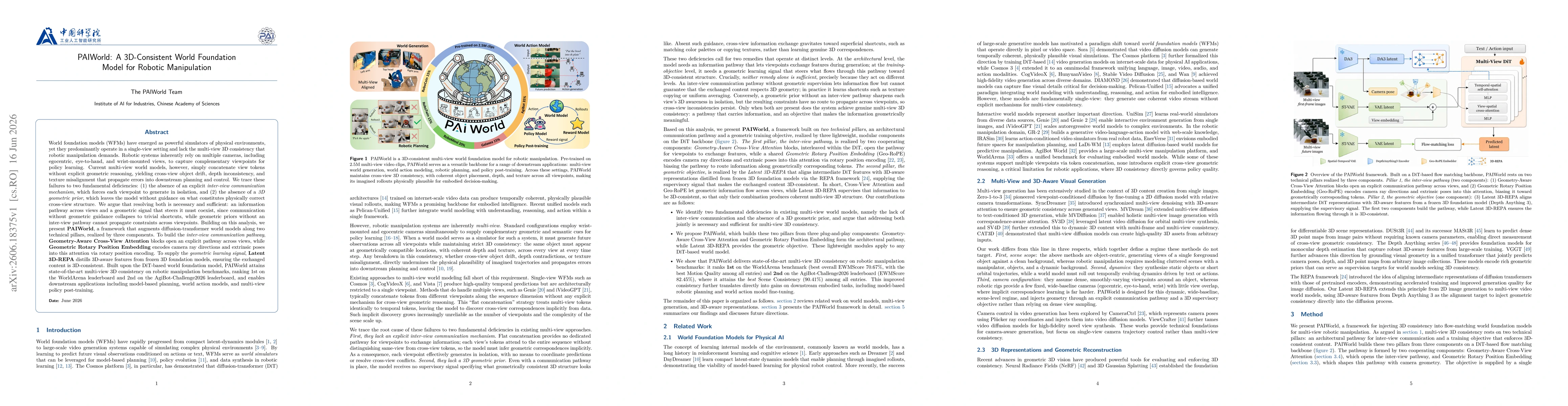 Thumbnail for PAIWorld: A 3D-Consistent World Foundation Model for Robotic Manipulation