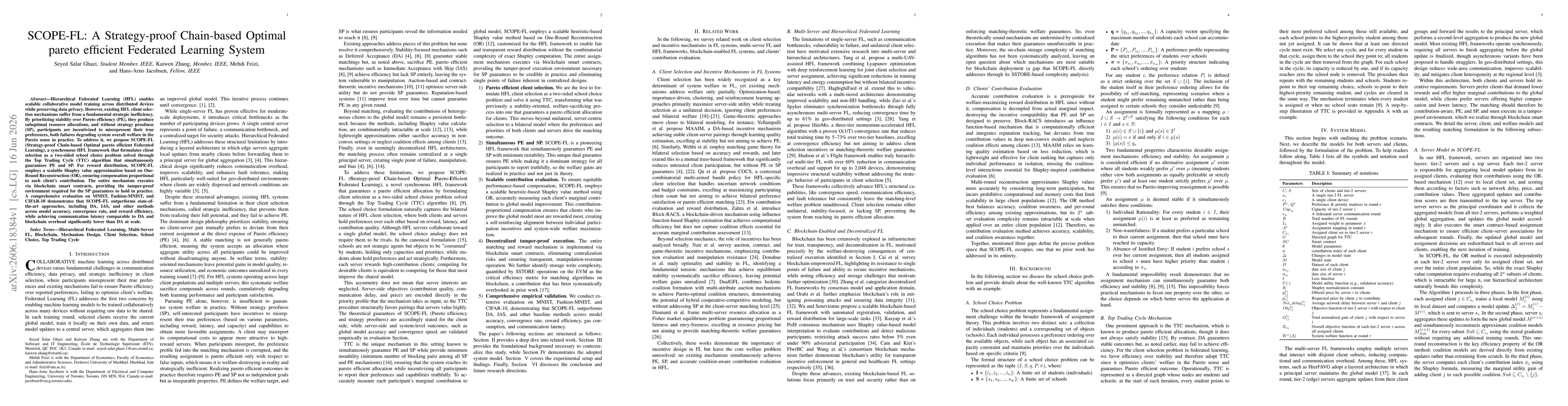 Thumbnail for SCOPE-FL: A Strategy-proof Chain-based Optimal pareto efficient Federated Learning System