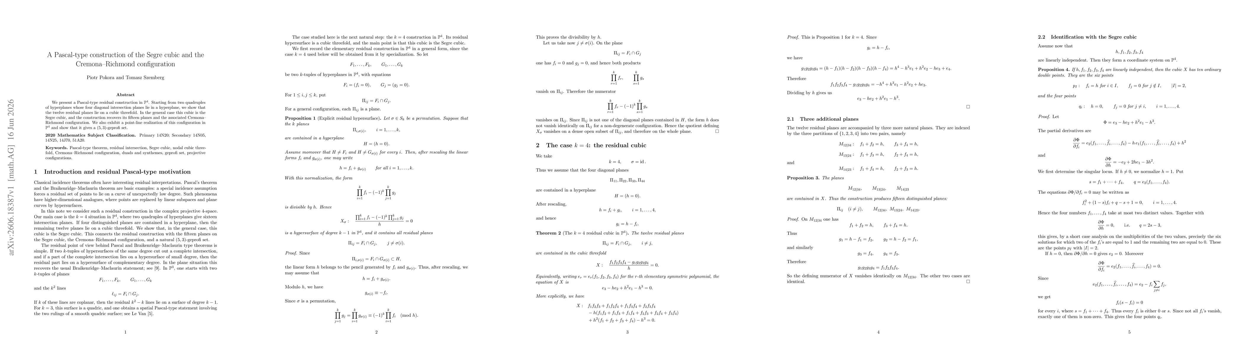 Thumbnail for A Pascal-type construction of the Segre cubic and the Cremona--Richmond configuration