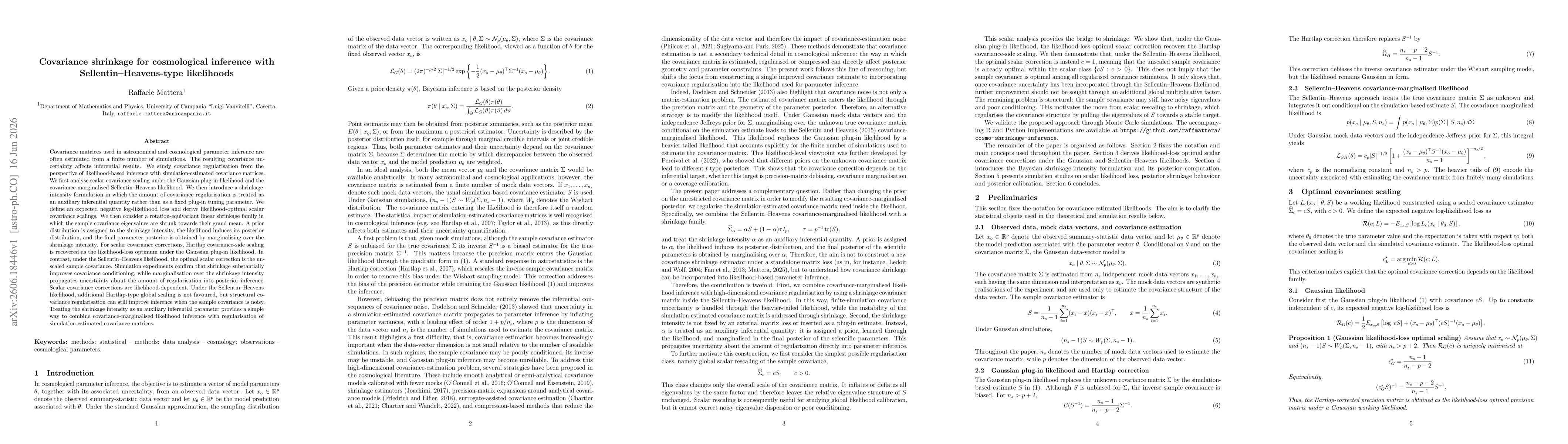 Thumbnail for Covariance shrinkage for cosmological inference with Sellentin-Heavens-type likelihoods