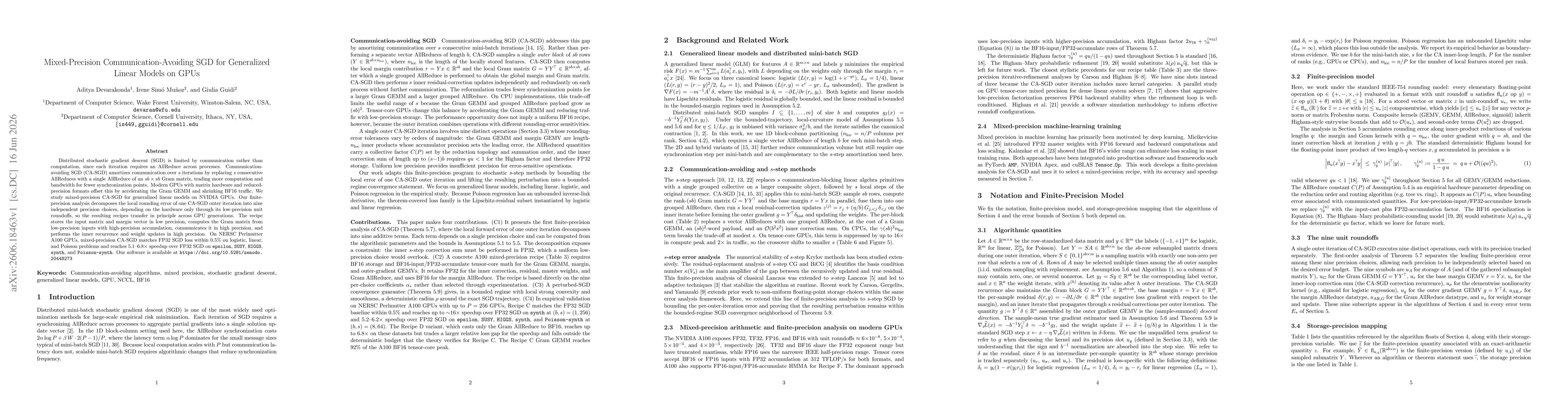 Thumbnail for Mixed-Precision Communication-Avoiding SGD for Generalized Linear Models on GPUs