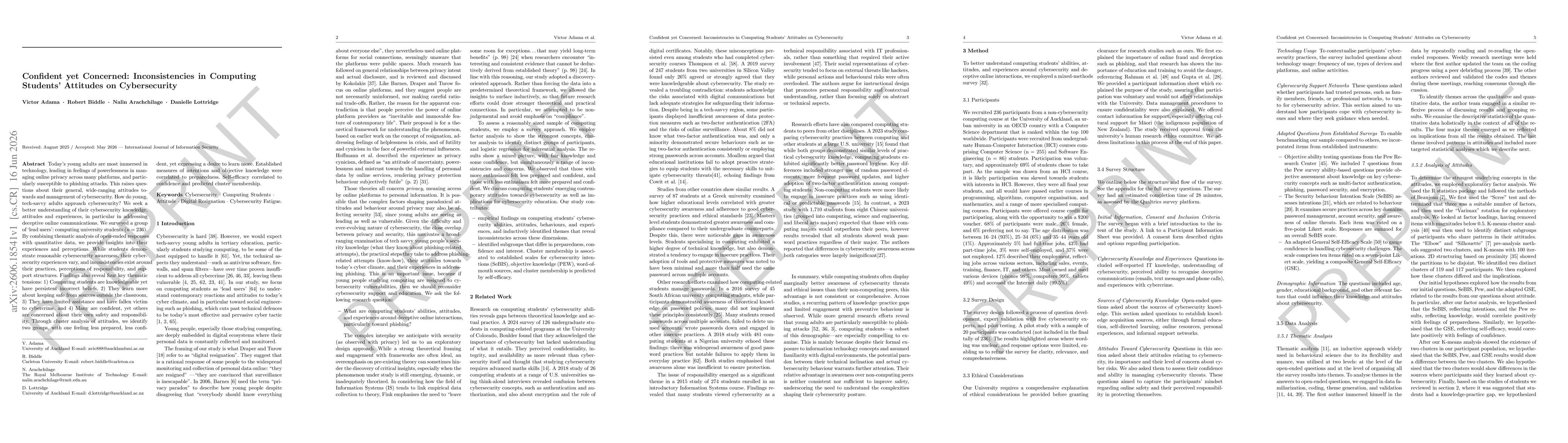 Thumbnail for Confident yet Concerned: Inconsistencies in Computing Students' Attitudes on Cybersecurity