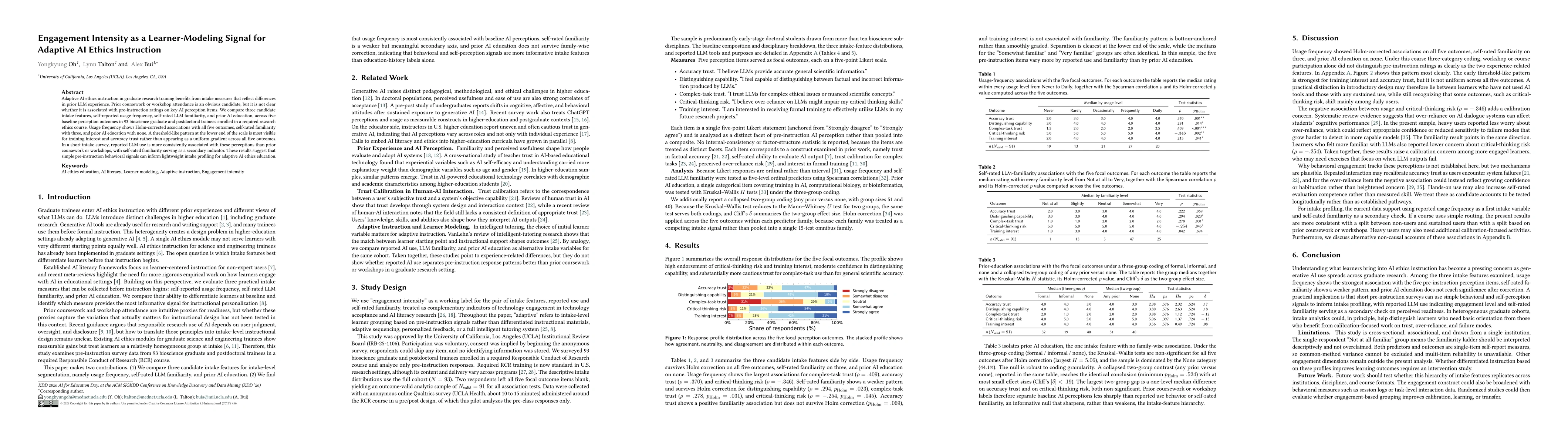 Thumbnail for Engagement Intensity as a Learner-Modeling Signal for Adaptive AI Ethics Instruction