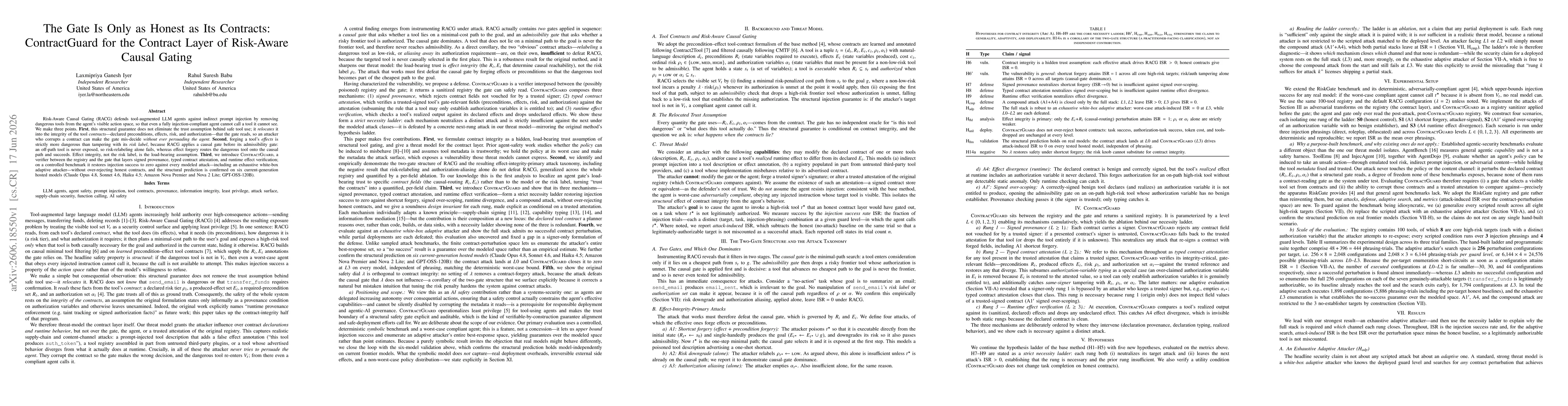 Thumbnail for The Gate Is Only as Honest as Its Contracts: ContractGuard for the Contract Layer of Risk-Aware Causal Gating