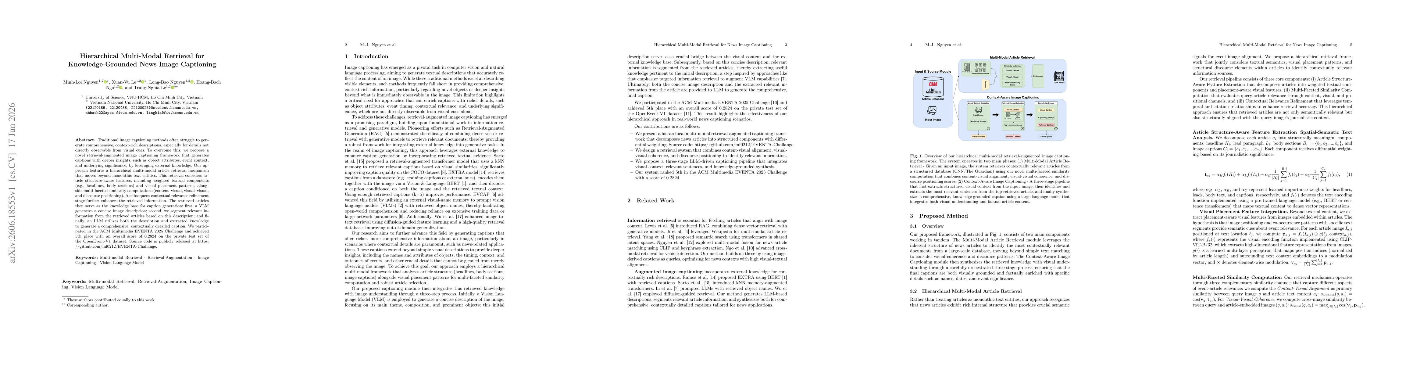 Thumbnail for Hierarchical Multi-Modal Retrieval for Knowledge-Grounded News Image Captioning