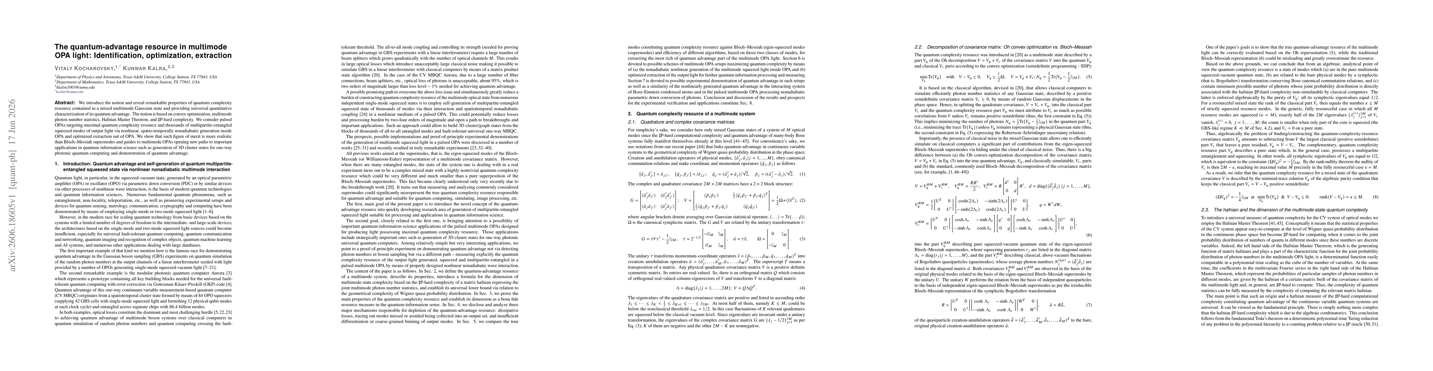 Thumbnail for The quantum-advantage resource in multimode OPA light: Identification, optimization, extraction