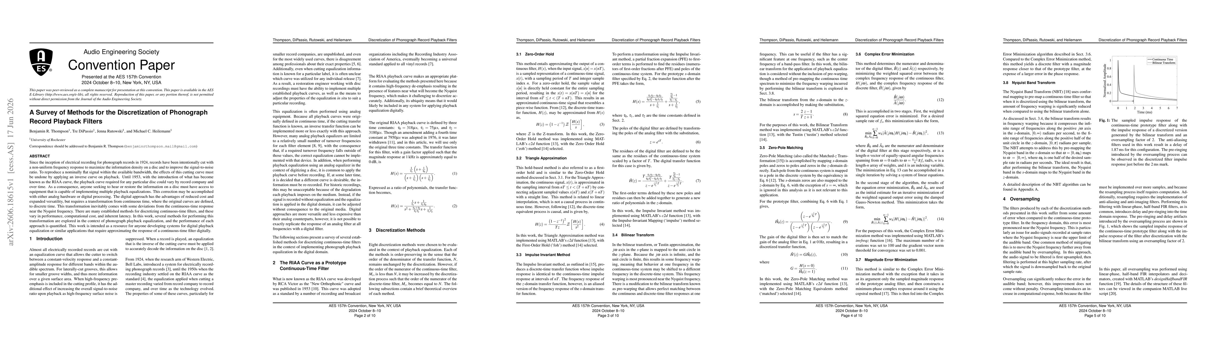 Thumbnail for A Survey of Methods for the Discretization of Phonograph Record Playback Filters