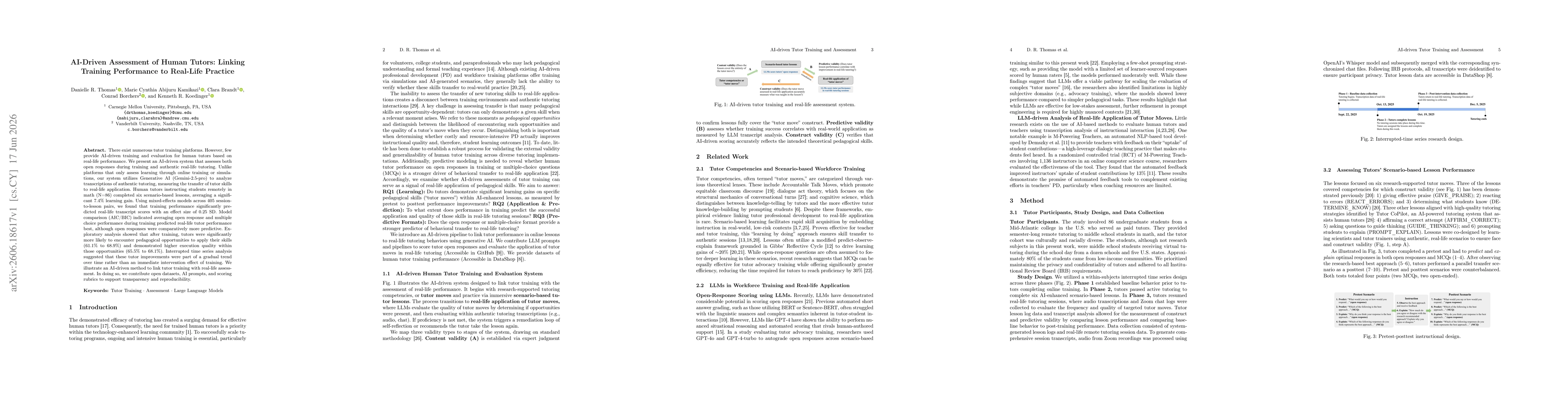Thumbnail for AI-Driven Assessment of Human Tutors: Linking Training Performance to Real-Life Practice
