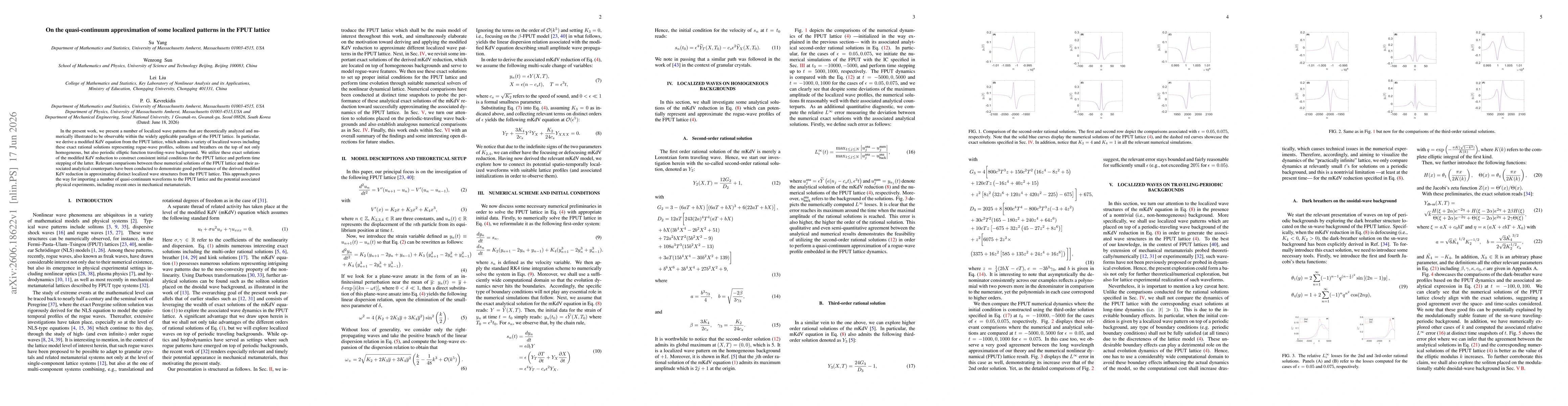 Thumbnail for On the quasi-continuum approximation of some localized patterns in the FPUT lattice