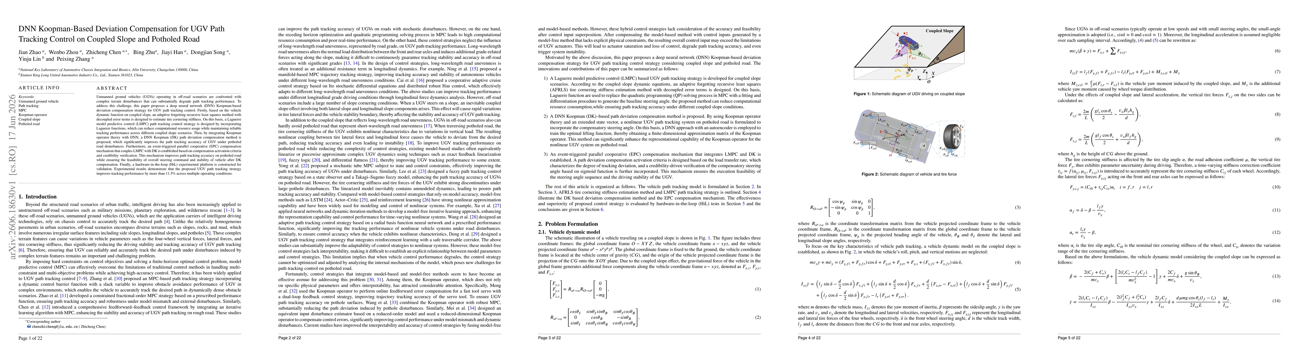 Thumbnail for DNN Koopman-Based Deviation Compensation for UGV Path Tracking Control on Coupled Slope and Potholed Road