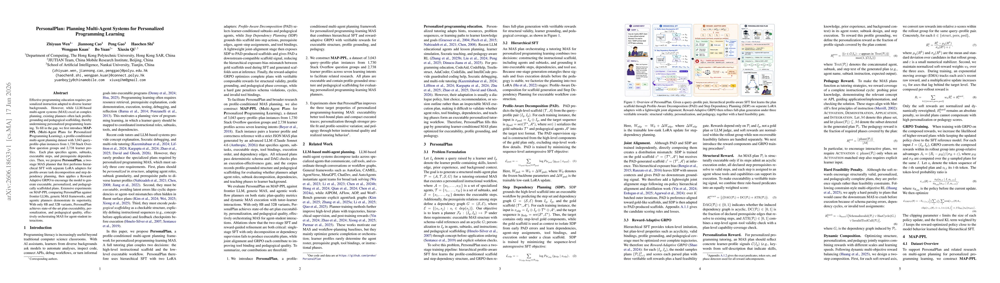 Thumbnail for PersonalPlan: Planning Multi-Agent Systems for Personalized Programming Learning