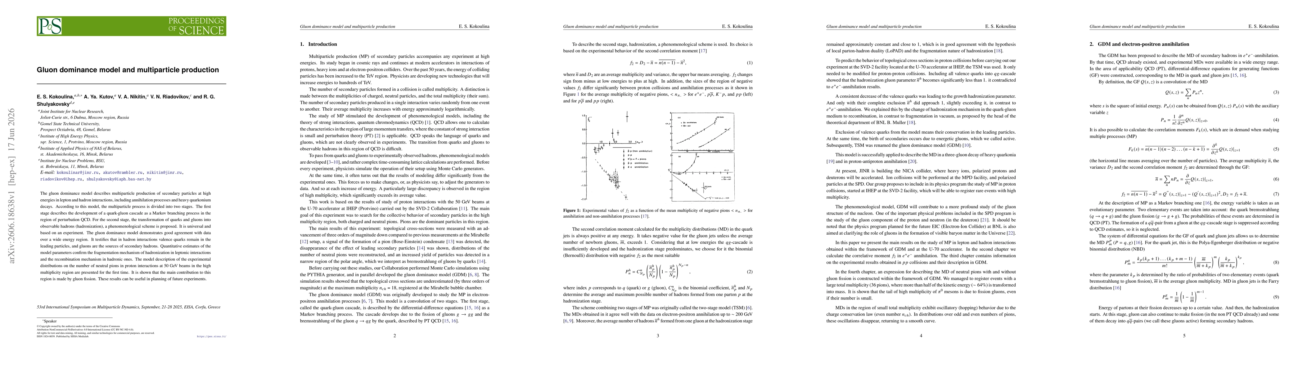 Thumbnail for Gluon dominance model and multiparticle production