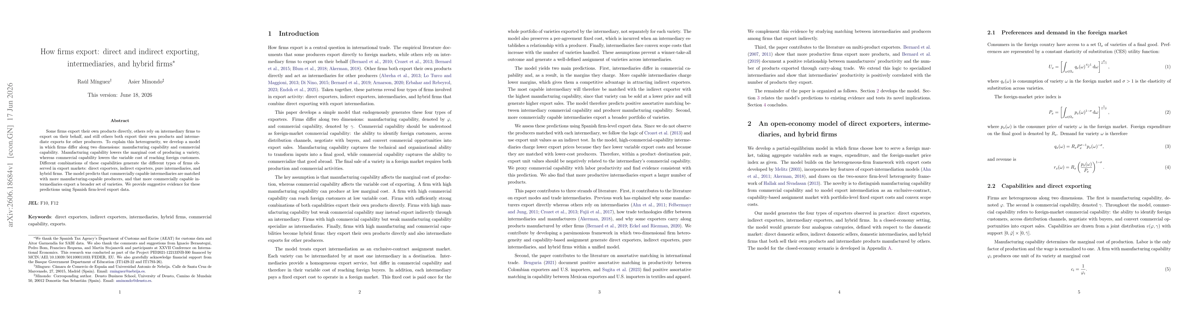 Thumbnail for How firms export: direct and indirect exporting, intermediaries, and hybrid firms