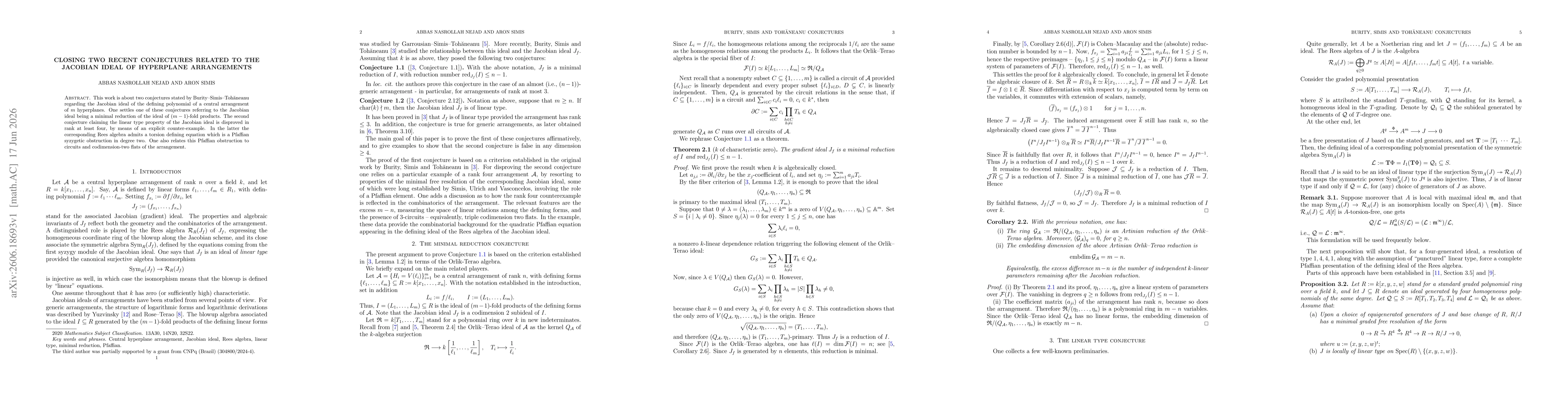 Thumbnail for Closing two recent conjectures related to the Jacobian ideal of hyperplane arrangements