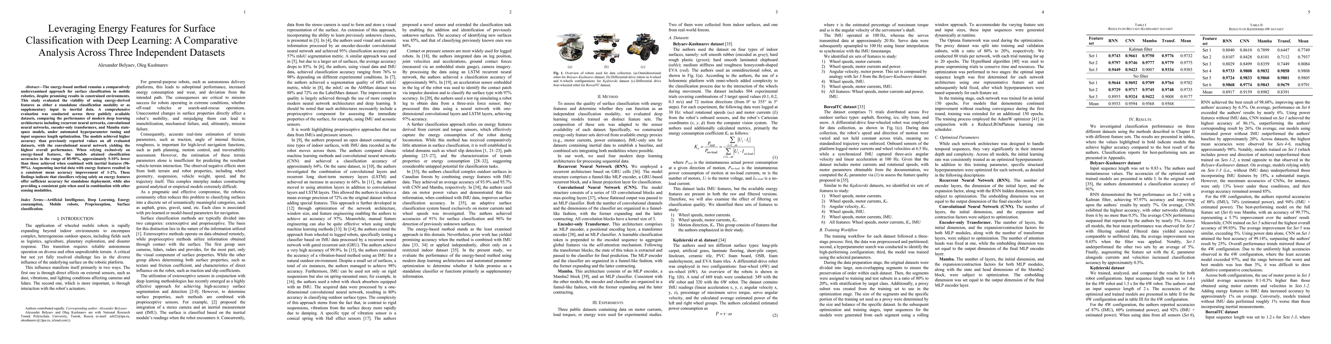 Thumbnail for Leveraging Energy Features for Surface Classification with Deep Learning: A Comparative Analysis Across Three Independent Datasets