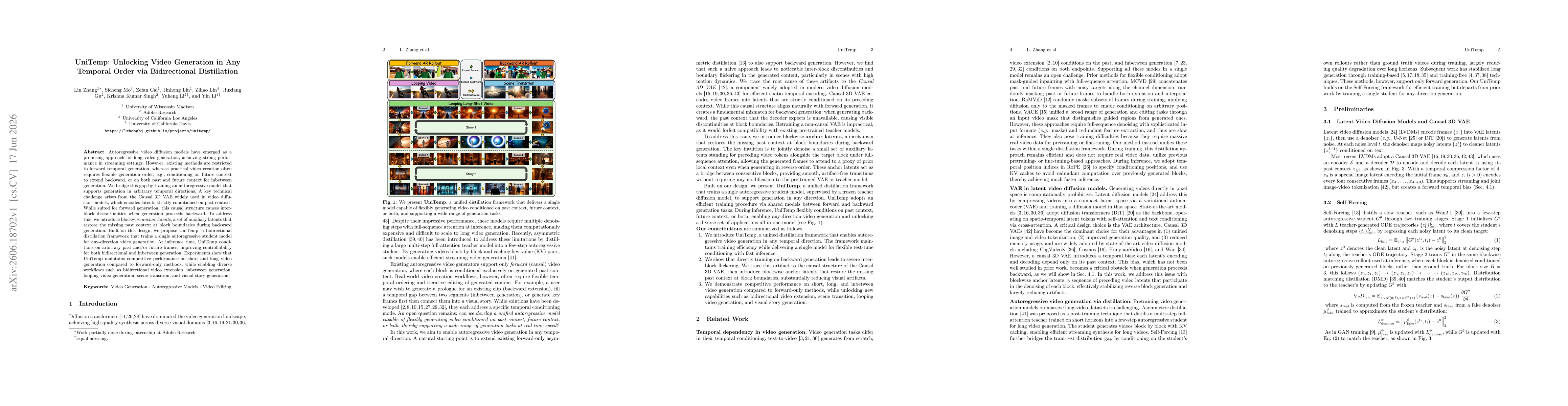 Thumbnail for UniTemp: Unlocking Video Generation in Any Temporal Order via Bidirectional Distillation
